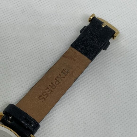 Express women gold tone watch rhinestones 31mm round case quartz analog running - Picture 6 of 7